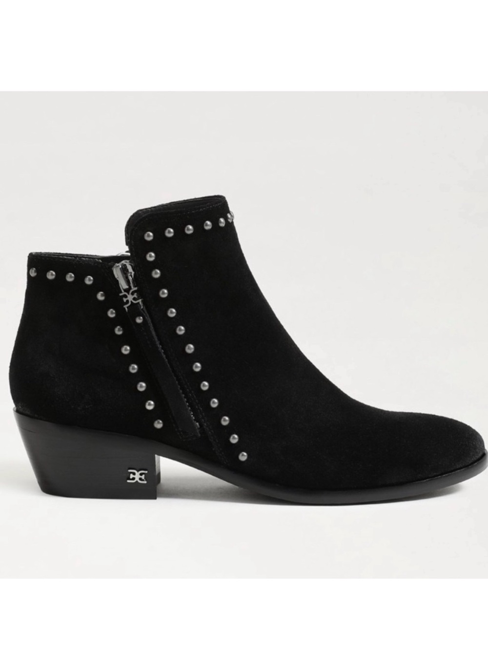 🆕 SAM EDELMAN Paola Studded Black Suede Ankle Booties Women’s Size 6.5 NWT